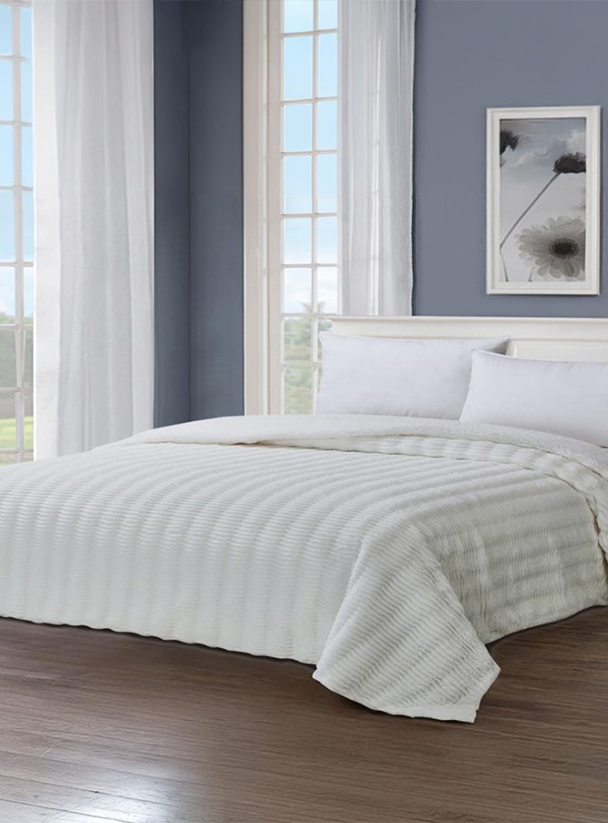 Κουβερτοπάπλωμα Υπέρδιπλο 220x240 Cosmin  Puffy Ribs White-Waves