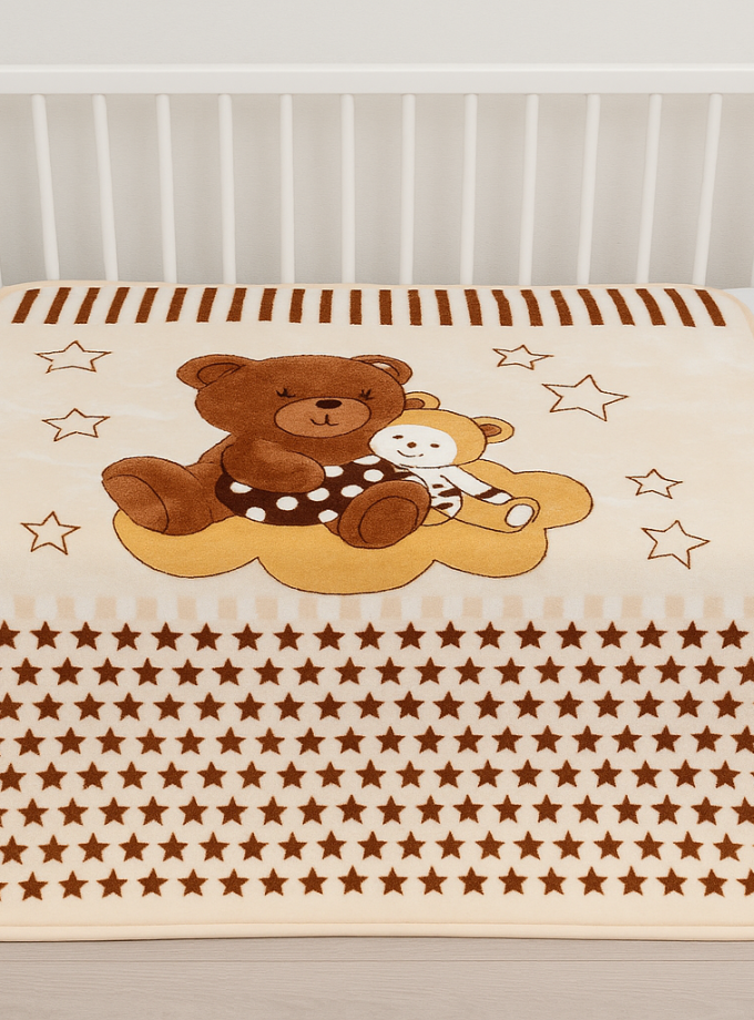 Κουβερτούλα Βελουτέ Κούνιας Βελουτέ 110x150 Cosmin Dreamy Bear Brown