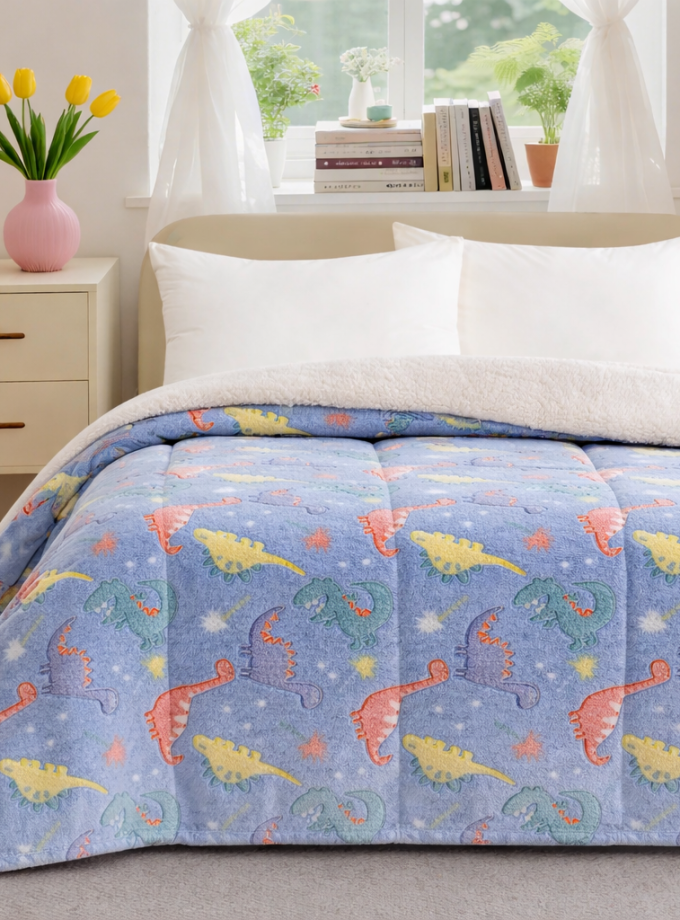 Κουβερτοπάπλωμα Φωσφοριζέ Ημίδιπλο 160x220 Cosmin Dinosaurs Multicolor