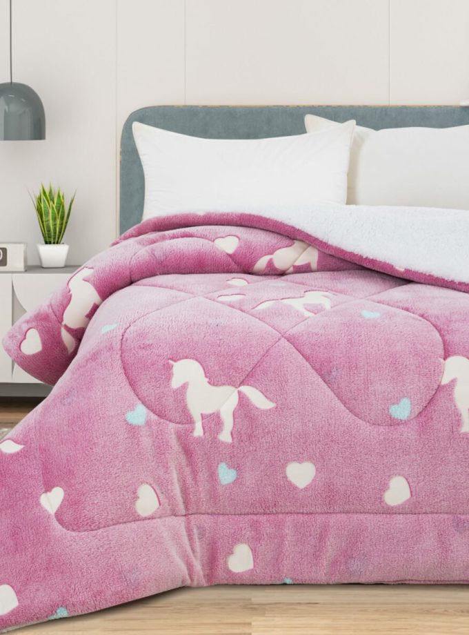 Κουβέρτοπάπλωμα  Φωσφοριζέ 160x220 Cosmin Unicorn Pink