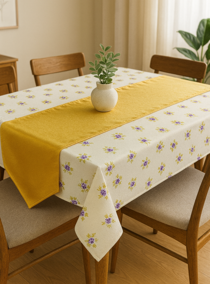 Σετ Τραπεζομάντιλο φαγητού 140x180 + Ράνερ Cosmin Yellow