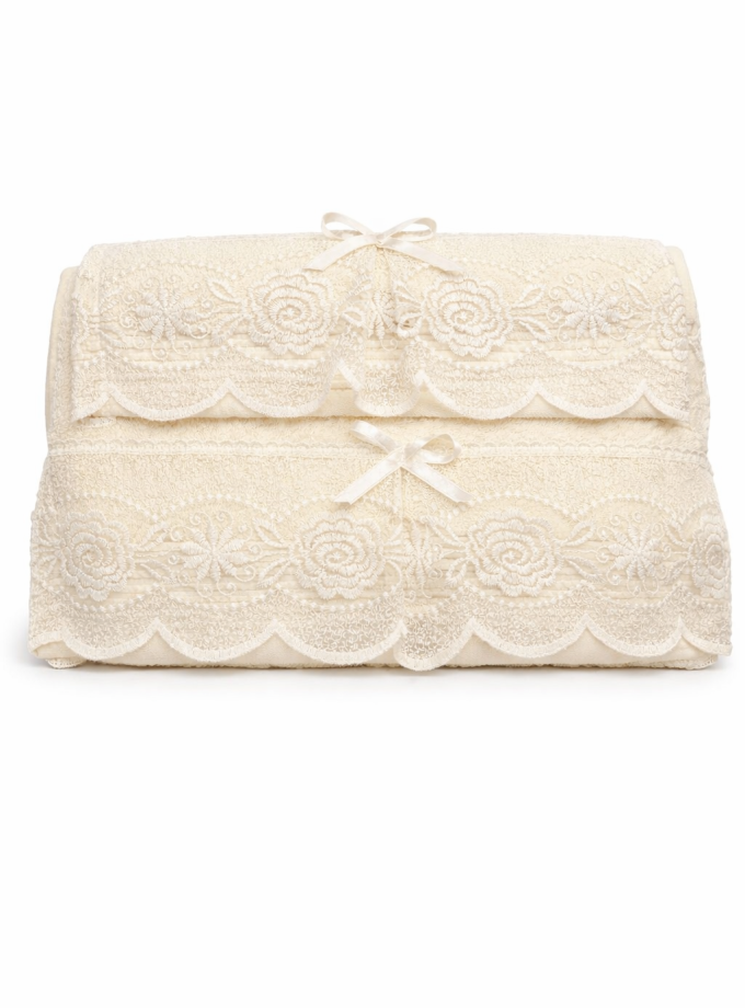 Σετ Πετσέτες 2 Τεμαχίων Cosmin  Lace Ecrou