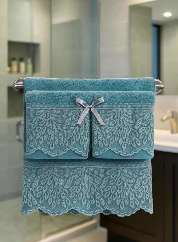 Σετ Πετσέτες 2 Τεμαχίων Cosmin Lace Mint