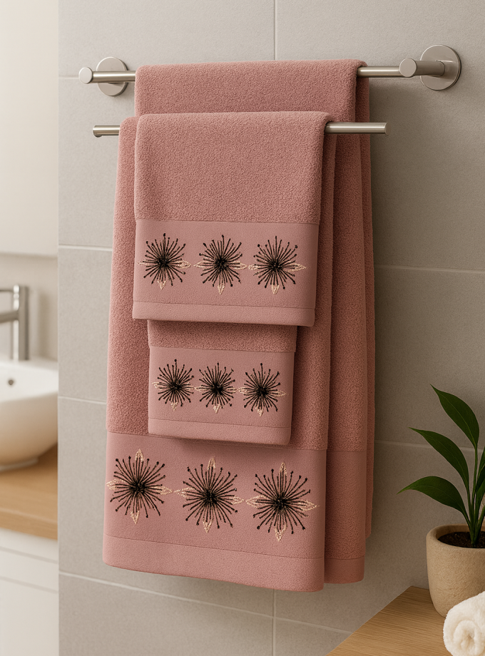 Σετ Πετσέτες 3 Τεμαχιων Cosmin Design Dark Pink
