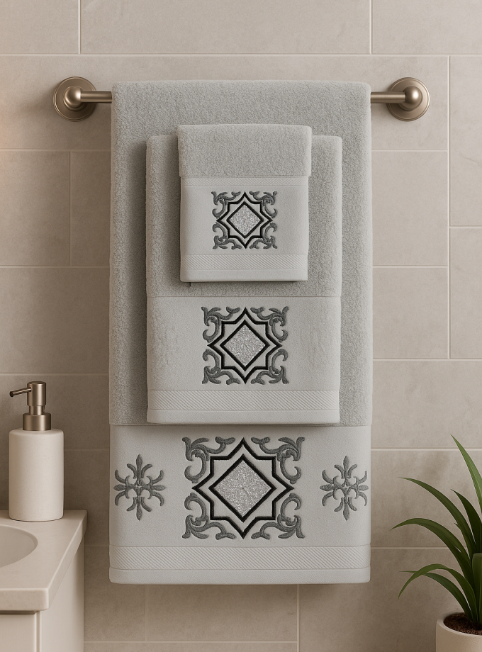 Σετ Πετσέτες 3 Τεμαχιων Cosmin Design Light Grey