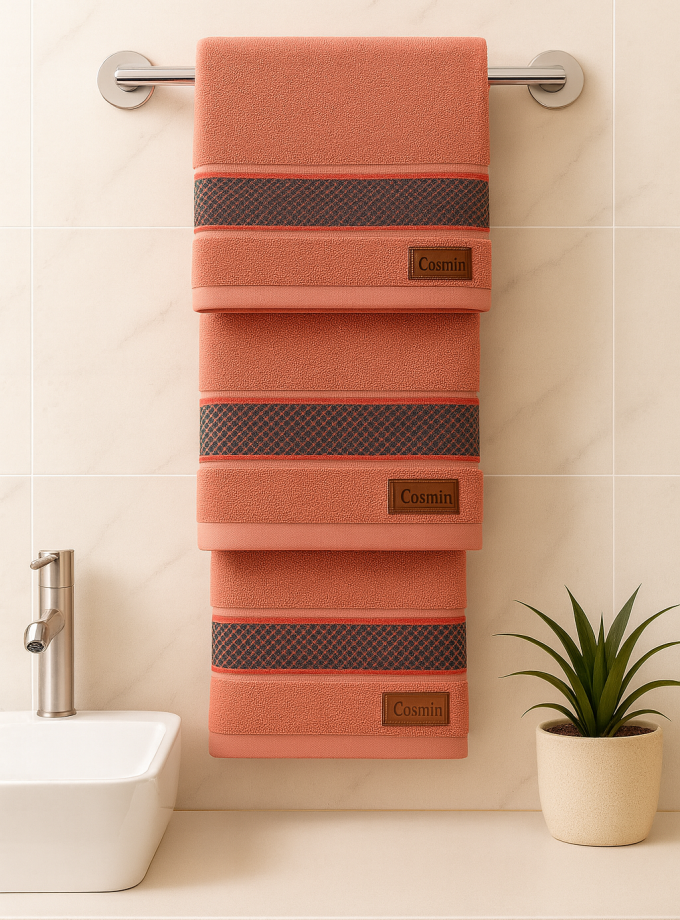 Σετ Πετσέτες 3 Τεμαχίων Cosmin Lux Coral