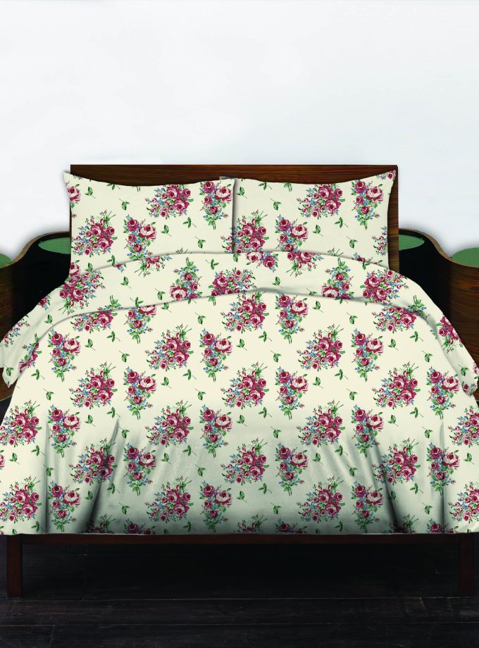 Σετ Σεντόνια Υπέρδιπλα 100% Βαμβακερά 240x260 Cosmin Libre Flowers White-Red