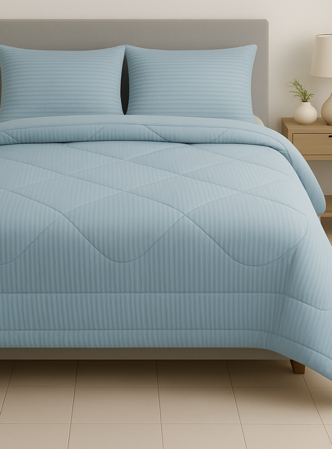 Παπλωματοθήκη Ημίδιπλη 160x220 Cosmin  Stripe Light Blue