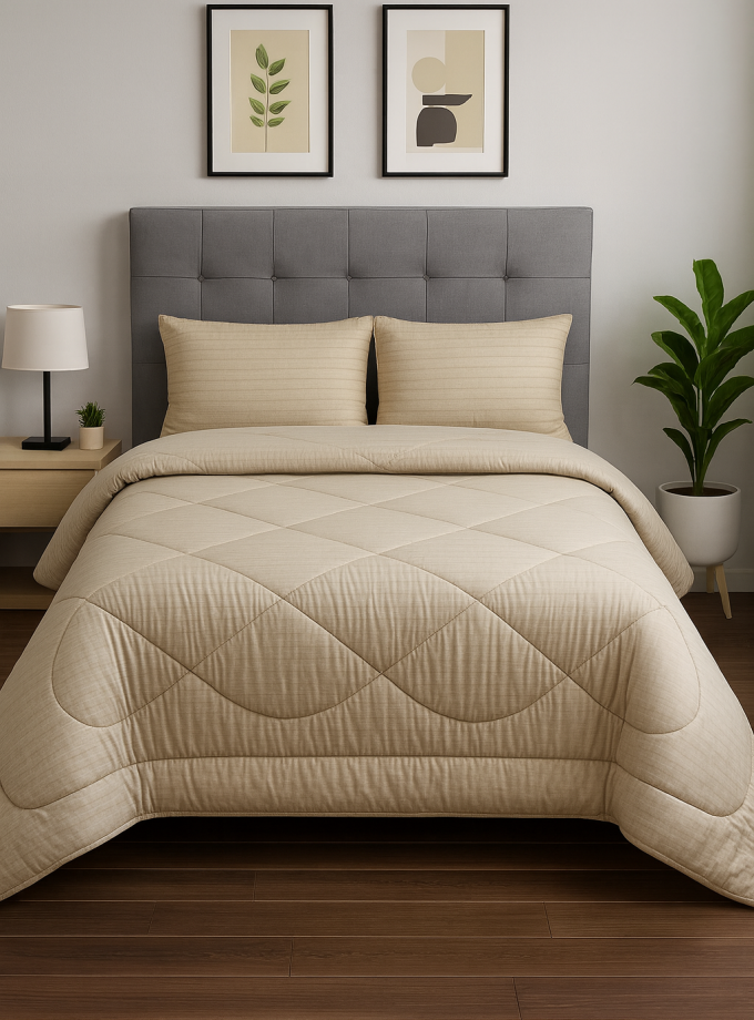 Παπλωματοθήκη Ημίδιπλη 160x220 Cosmin  Stripe Beige