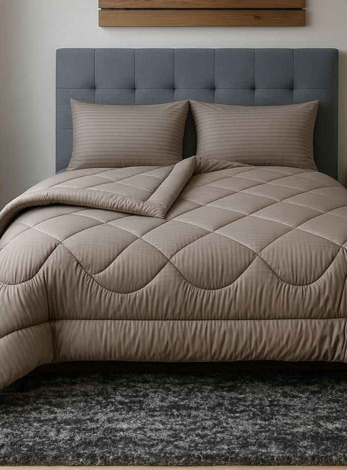 Παπλωματοθήκη Ημίδιπλη 160x220 Cosmin  Stripe Dark Beige