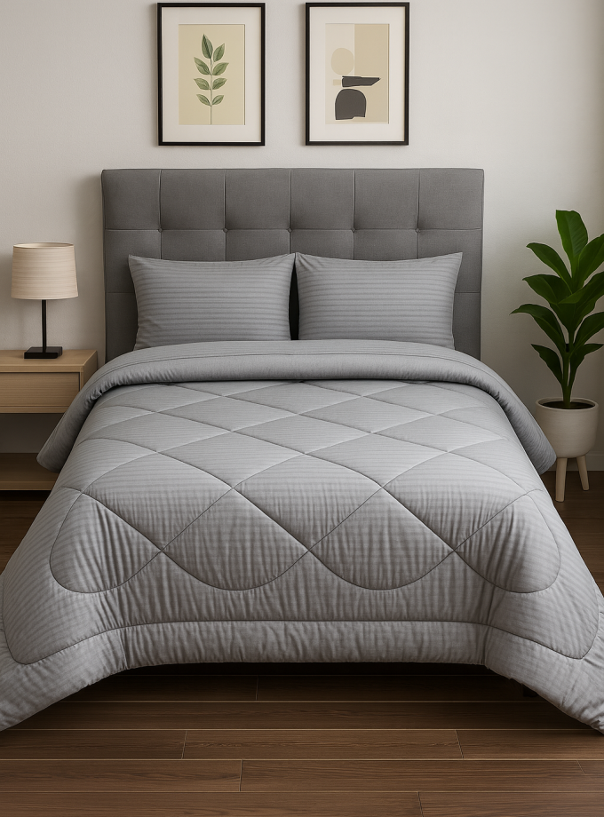 Παπλωματοθήκη Ημίδιπλη 160x220 Cosmin  Stripe Grey