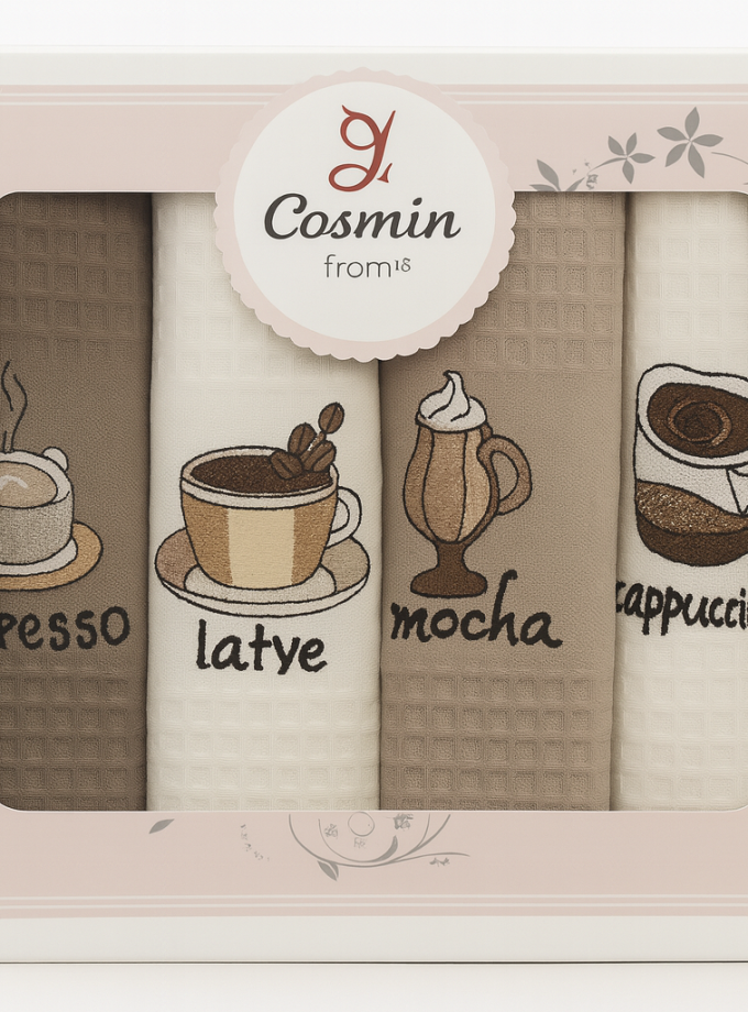 Σετ Ποτηρόπανα 4 Τεμαχίων 40x60 Cosmin Beige Cup & Cozy Set