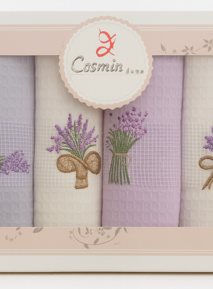 Σετ Ποτηρόπανα 4 Τεμαχίων 40x60 Cosmin Lavanda Pastel  Set