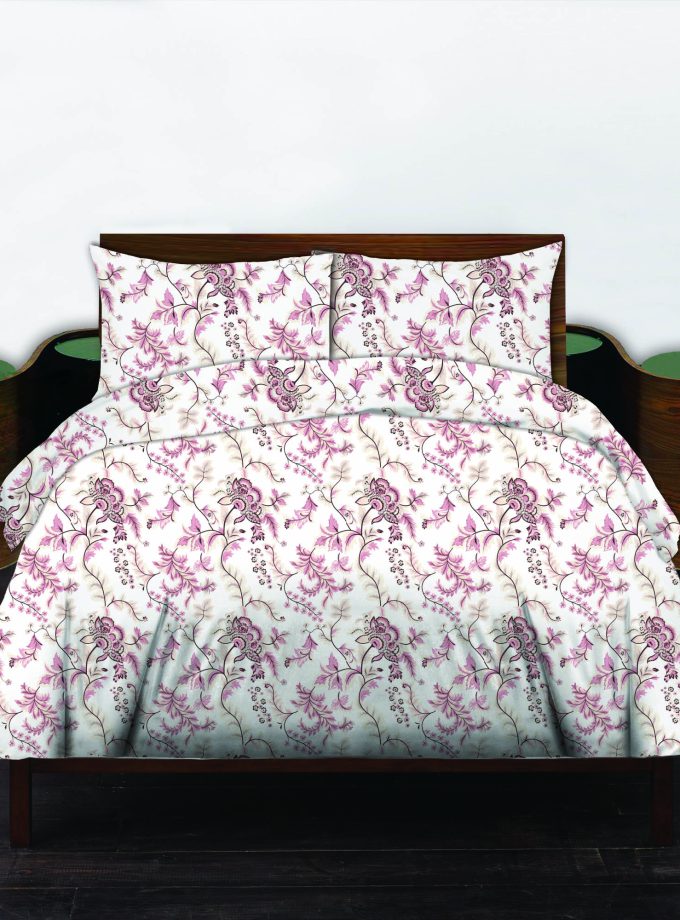 Σετ Σεντόνια Ημίδιπλα 100% Βαμβακερά 170x260 Cosmin Libre Flowers White-Pink