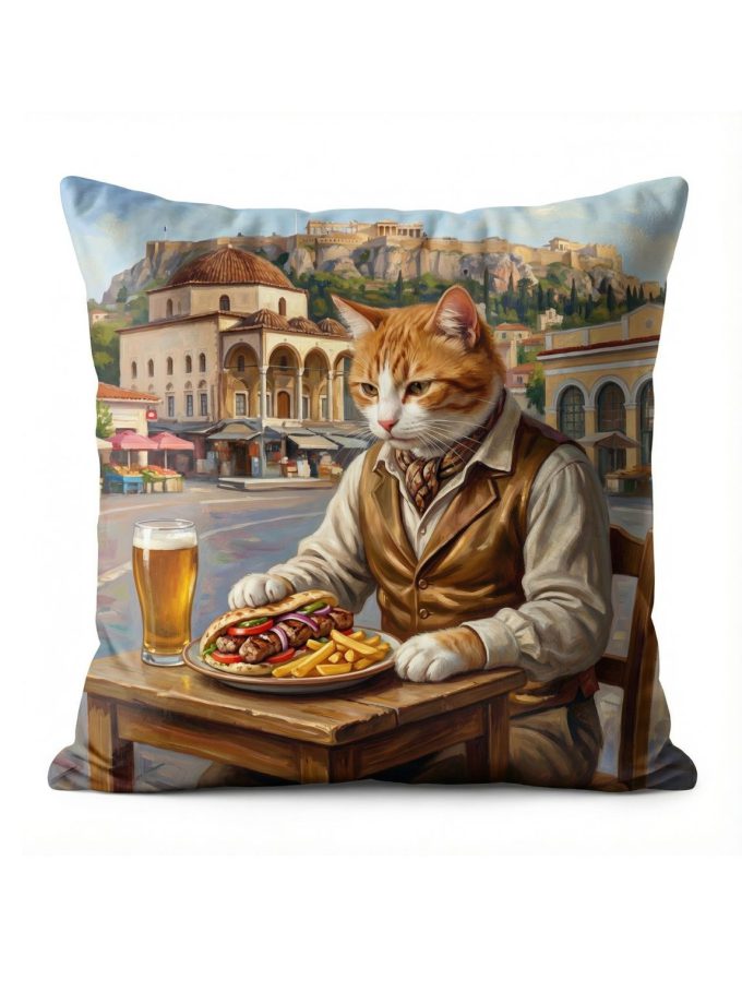 Μαξιλαροθήκη Διακόσμητική 45x45 Cosmin Kelma Monastiraki Cat