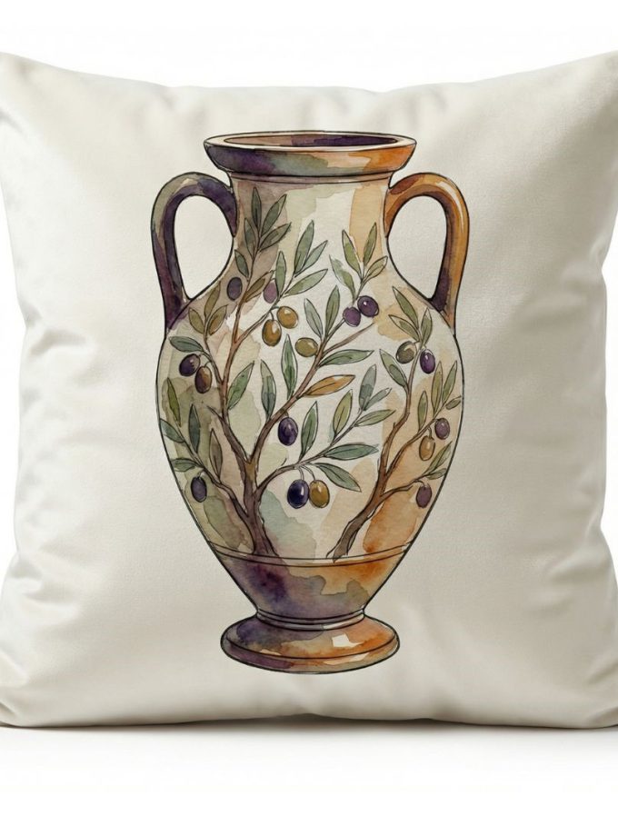 Μαξιλαροθήκη Διακόσμητική  45x45 Cosmin Kelma Olive Amphora