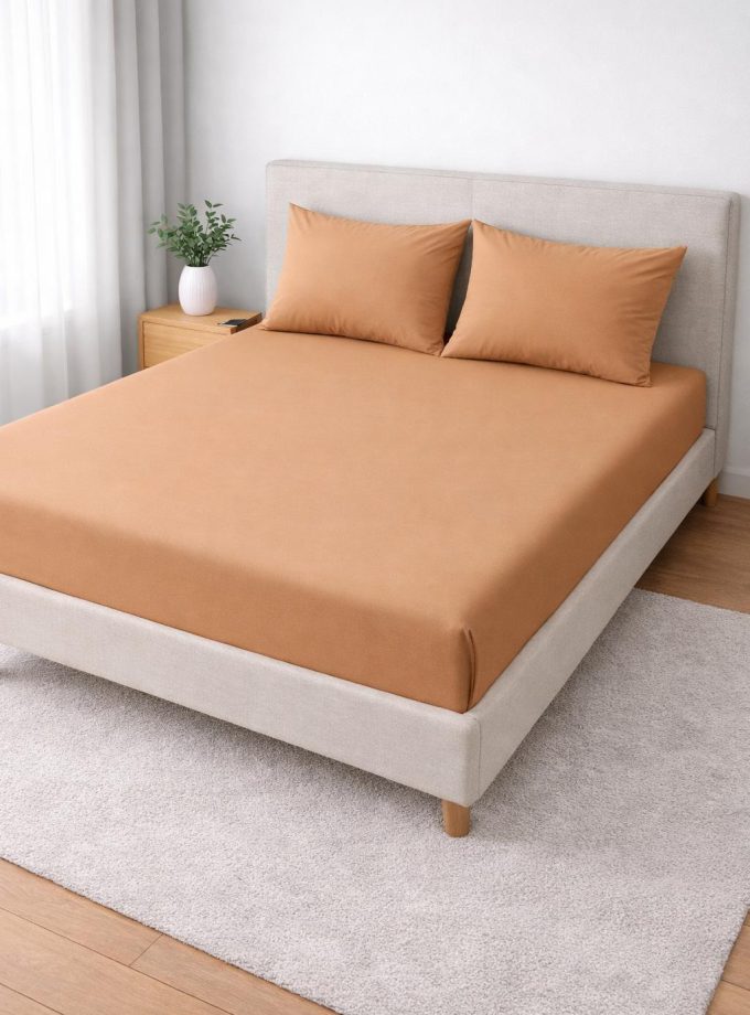 Σετ Σεντόνια Υπέρδιπλα 240x260 Βαμβακοσατέν Cosmin Home Imports Beige-Yellow