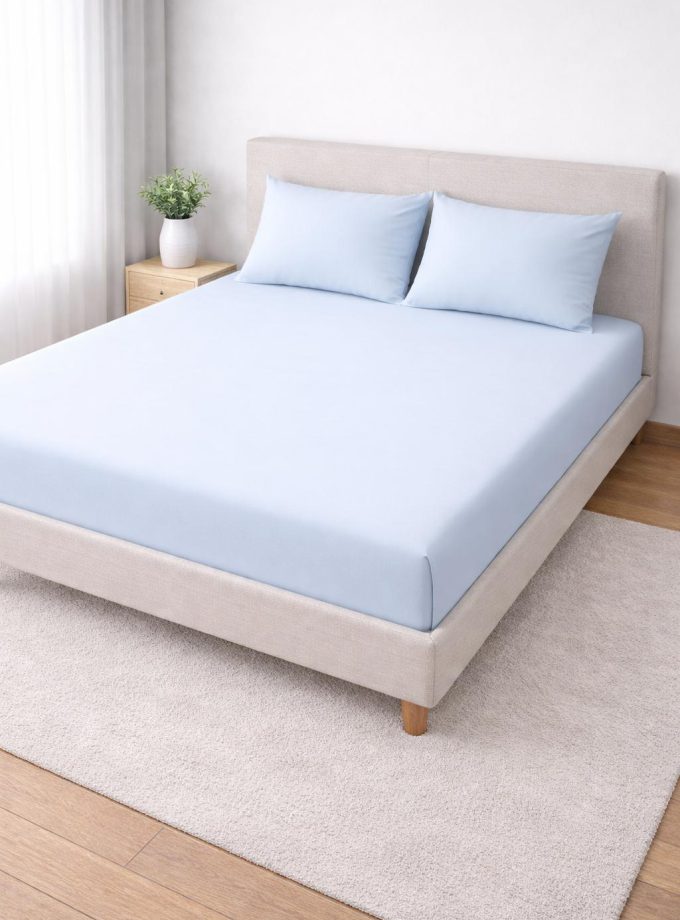 Σετ Σεντόνια Υπέρδιπλα 240x260 Βαμβακοσατέν Cosmin Home Imports Light Blue