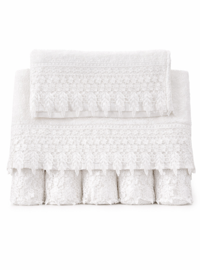 Σετ Πετσέτες 3 Τεμαχίων Cosmin Lace White III