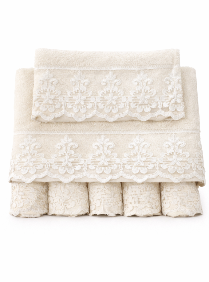 Σετ Πετσέτες 3 Τεμαχίων Cosmin Lace Ecrou+White