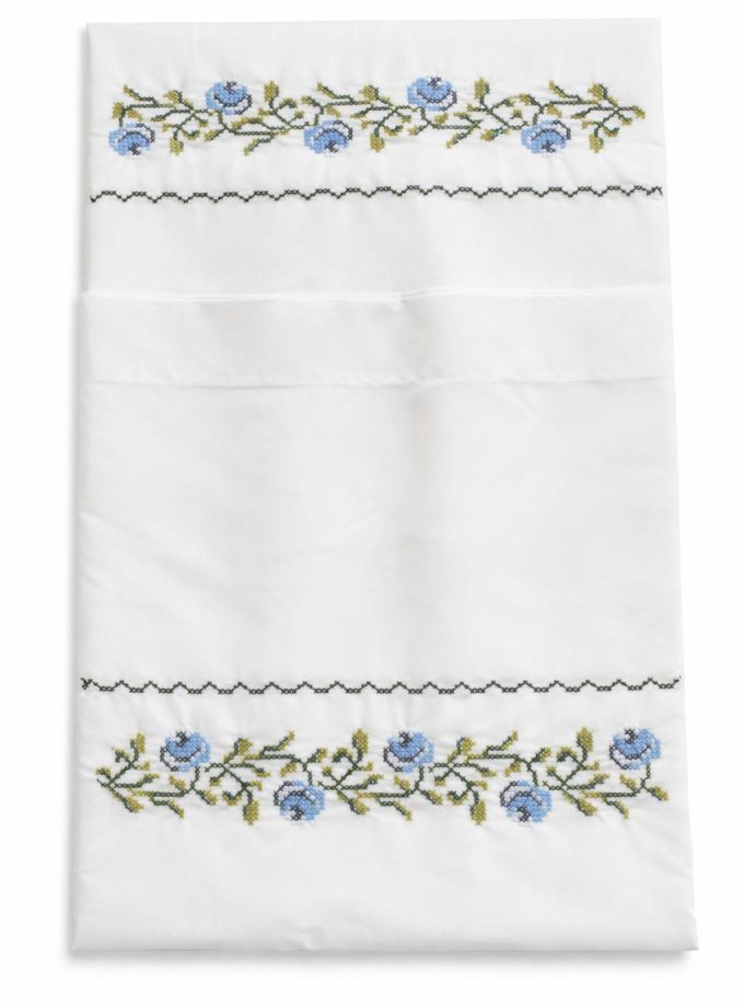 Ζεύγος Μαξιλαροθήκες Κεντημένες 50x70 Cosmin Pillowcases Blue Rose