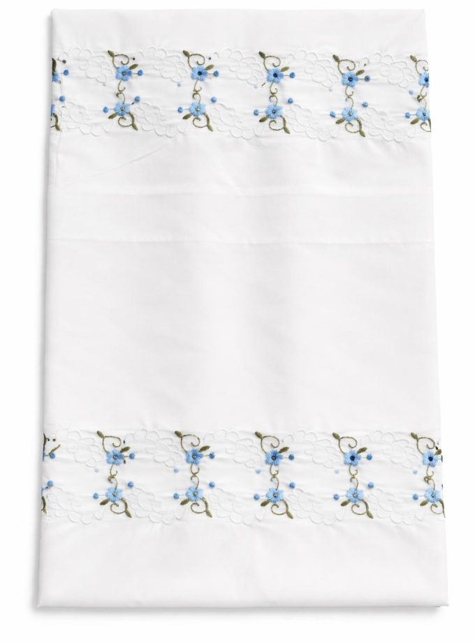 Ζεύγος Μαξιλαροθήκες Κεντημένες 50x70 Cosmin Pillowcases Blue Small Flowers