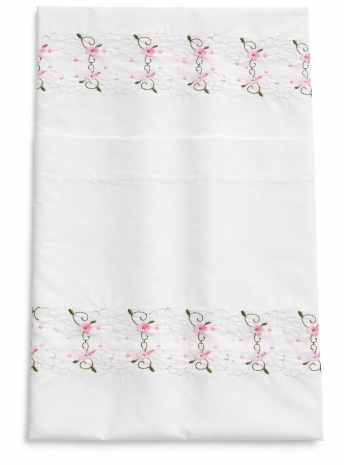 Ζεύγος Μαξιλαροθήκες Κεντημένες 50x70 Cosmin Pillowcases Pink Small Flowers