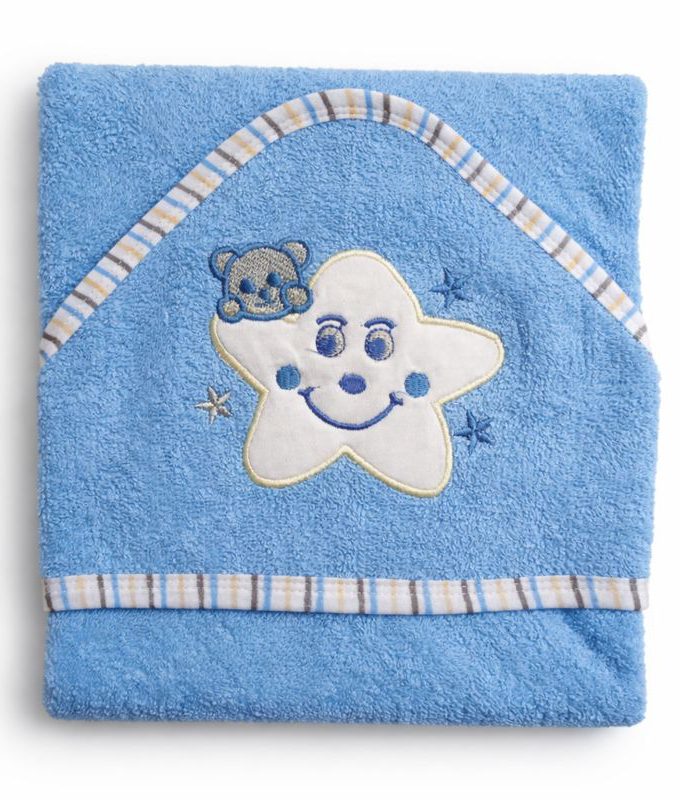 Βρεφική Κάπα Με κουκούλα 75x75 Cosmin Baby Star Blue