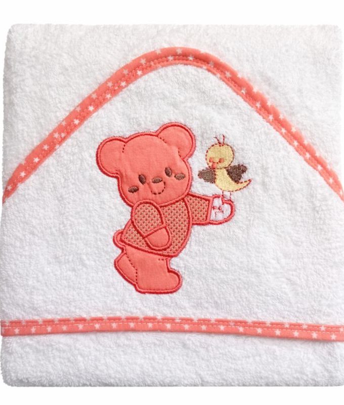Βρεφική Κάπα Με κουκούλα 75x75 Cosmin Baby White Bear