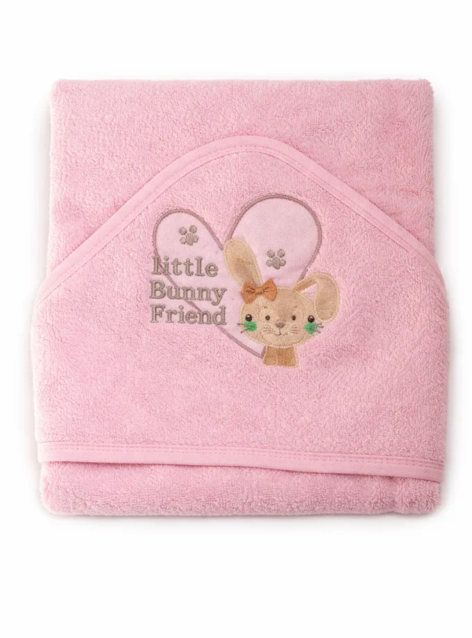 Βρεφική Κάπα Με κουκούλα 75x75 Cosmin Baby Pink Bunny