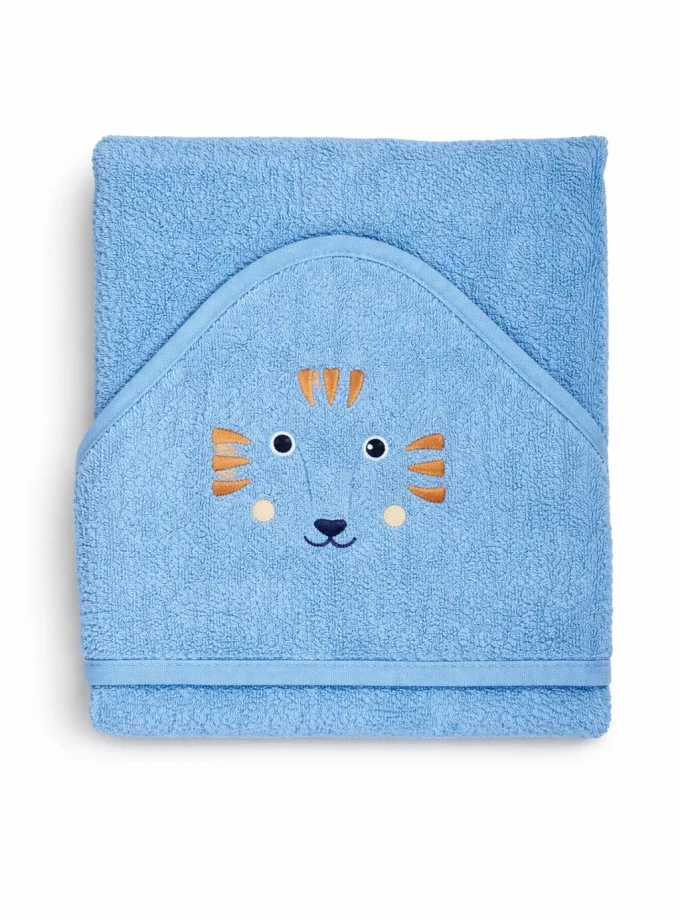 Βρεφική Κάπα Με κουκούλα 75x75 Cosmin Baby Blue Lion