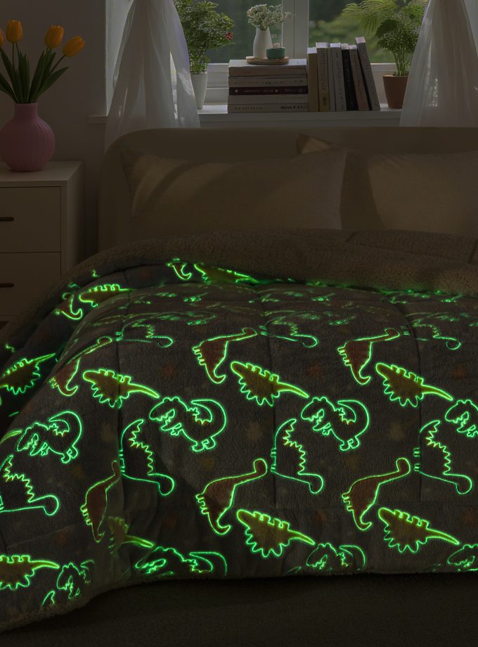 Κουβέρτα Παιδική Φωσφοριζέ Ημίδιπλη 160x220 Cosmin Dinosaurs Multicolor