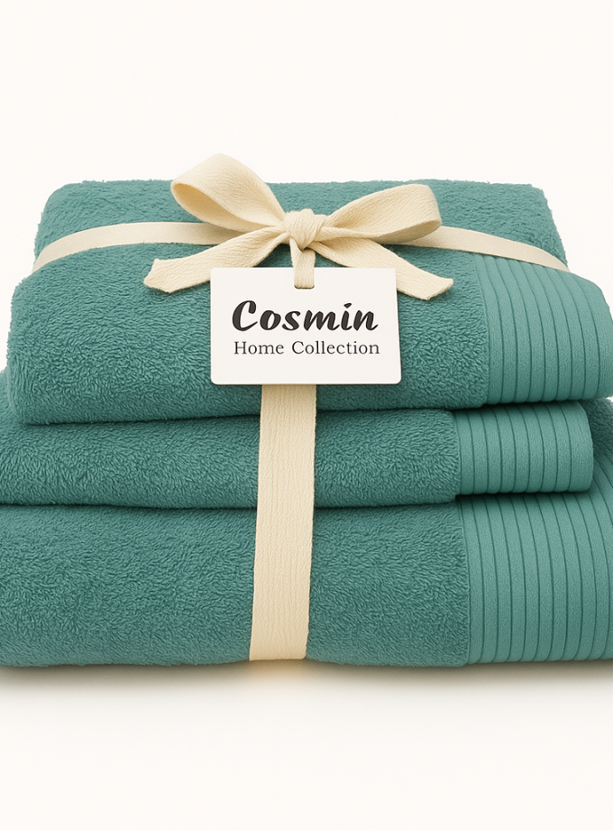 Σετ Πετσέτες 3 Τεμαχίων Cosmin Serenity II Teal