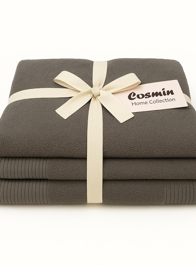 Σετ Πετσέτες 3 Τεμαχίων Cosmin Serenity II Dark Grey