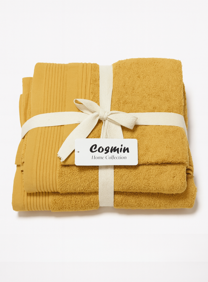 Σετ Πετσέτες 3 Τεμαχίων Cosmin Serenity II Mustard