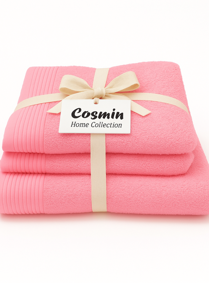 Σετ Πετσέτες 3 Τεμαχίων Cosmin Serenity II Pink