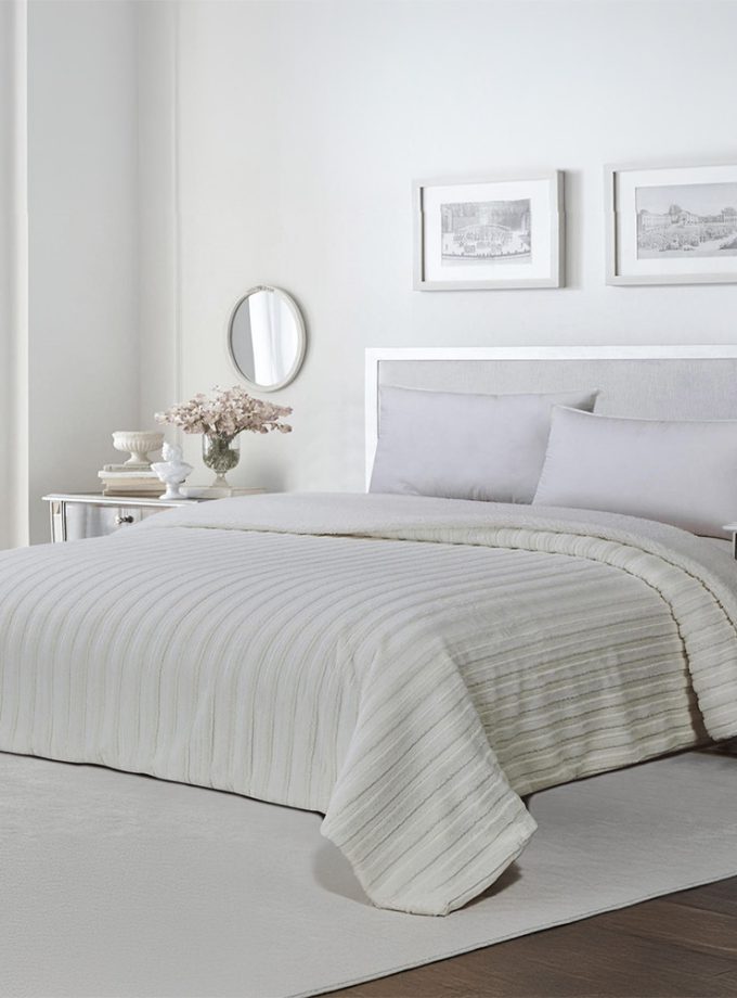 Κουβερτοπάπλωμα Υπέρδιπλο 220x240 Cosmin Puffy Ribs Grammic White