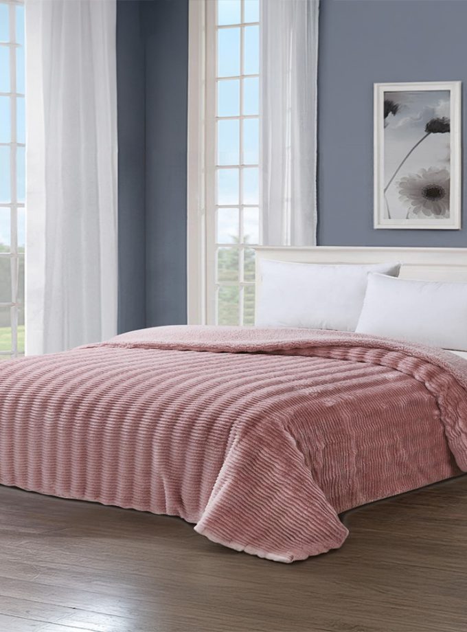 Κουβερτοπάπλωμα Υπέρδιπλο 220x240 Cosmin Puffy Ribs Waves Pink