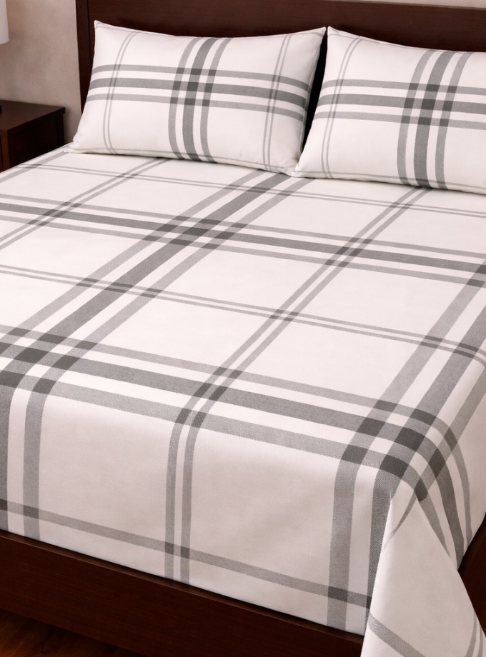 Σετ Σεντόνια Υπέρδιπλα 240x270 Cosmin Eldi Flannel White-Grey Cart