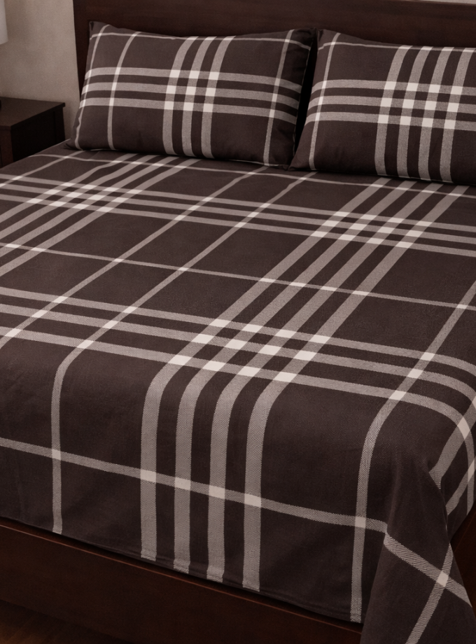 Σετ Σεντόνια Υπέρδιπλα 240x270 Cosmin Eldi Flannel Cart Brown