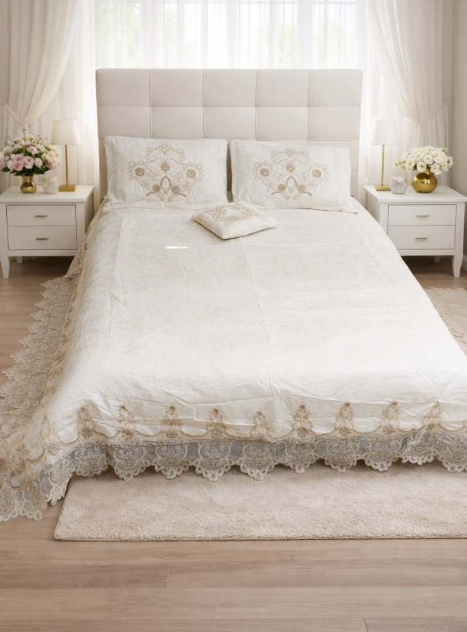 Σετ Νυφικό Κουβερλί Υπέρδιπλα 260x260 Cosmin Bridal White