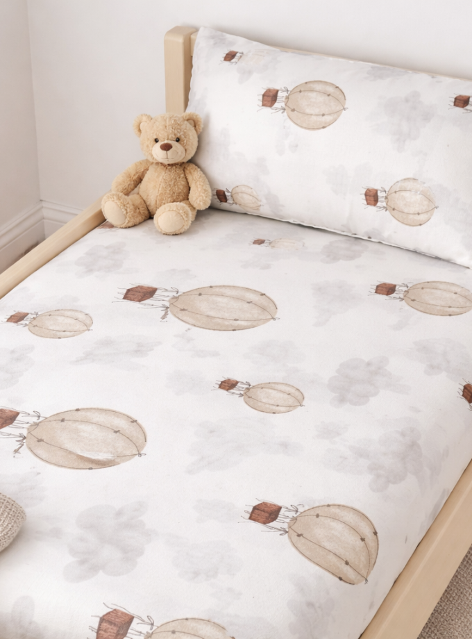 Σετ Παιδικά Σεντόνια Ημίδιπλα 165x270 Cosmin Beige Balloon