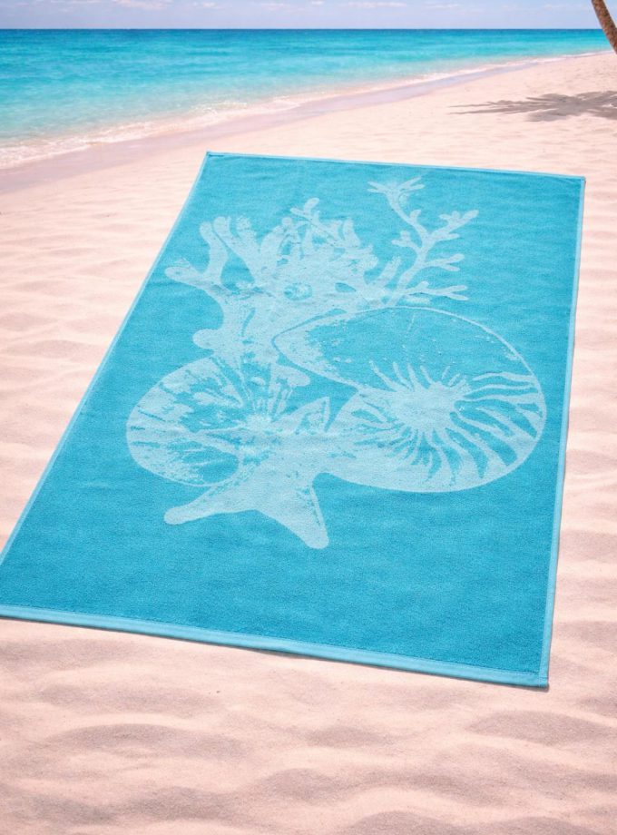 Πετσέτα Θαλάσσης Cosmin 90x165 Coral Light Blue