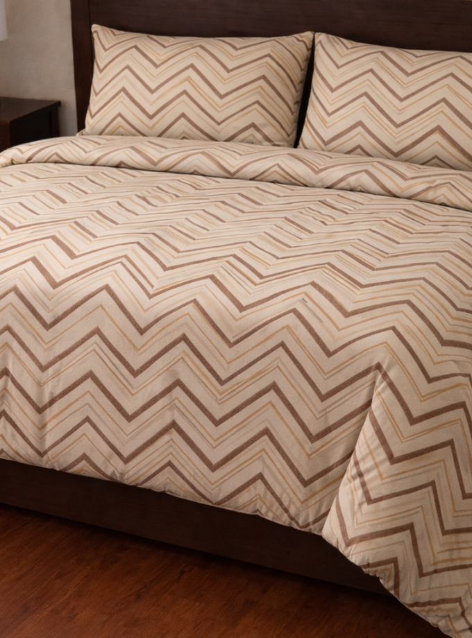 Σετ Πάπλωμα Υπέρδιπλο 220x240 Cosmin Royal Wave Beige