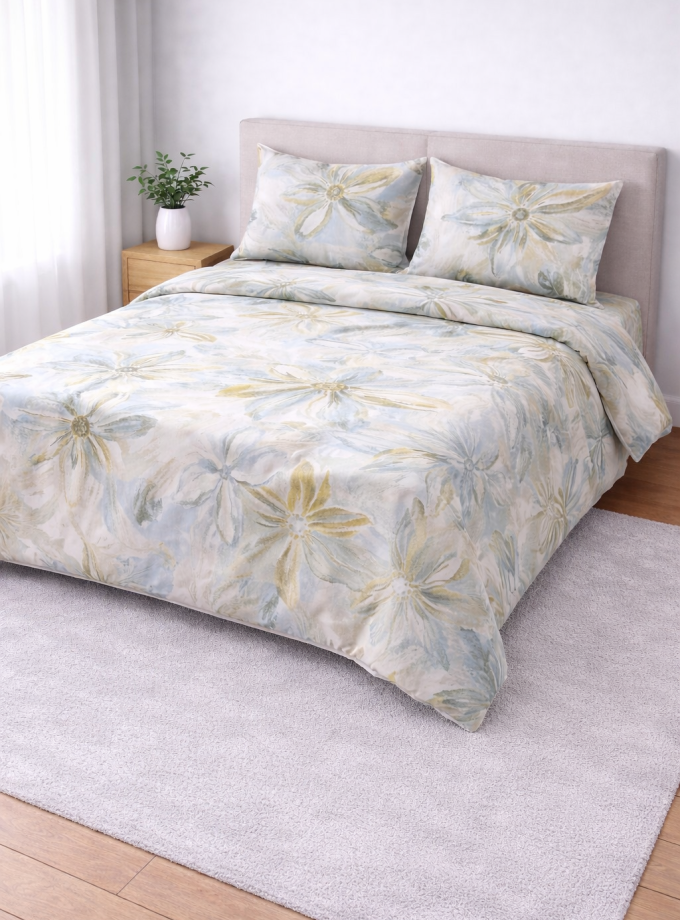 Σετ Κουβερλί Υπέρδιπλο 220x240 Cosmin SoftWave Flowers Green