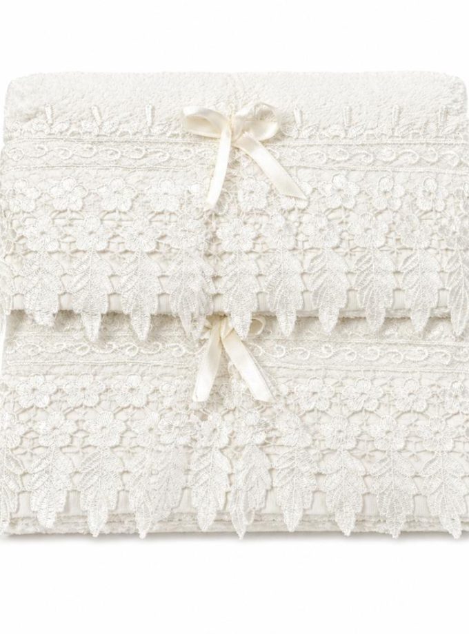 Σετ Πετσέτες 2 Τεμαχίων Cosmin Lace White II