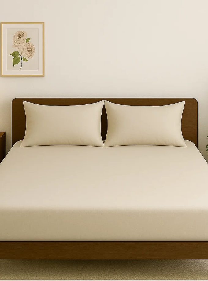 Σετ Σεντόνια με Λάστιχο 160x200+25 Βαμβακοσατέν Cosmin Glossier Beige