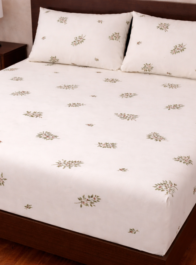 Σετ Σεντόνια με Λάστιχο 160x200+30 Cosmin Eldi Flannel Flowers White