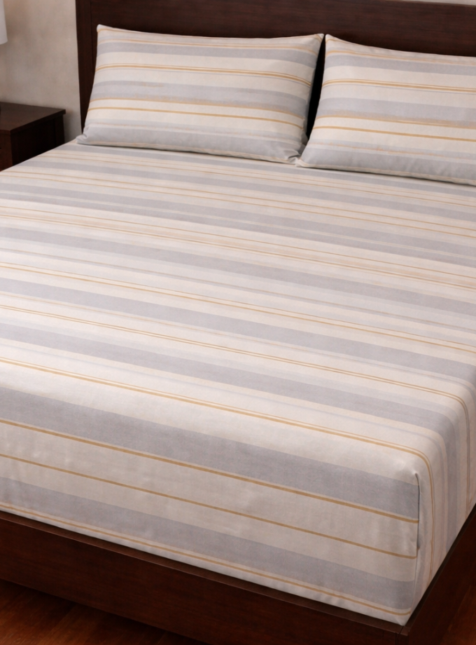 Σετ Σεντόνια με Λάστιχο 160x200+30 Cosmin Royal Cart Grey-Yellow