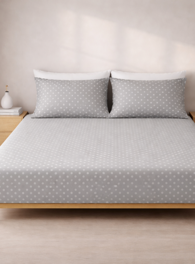 Σετ Σεντόνια με Λάστιχο 160x200+30 Cosmin Dot Elegance Ligth Grey